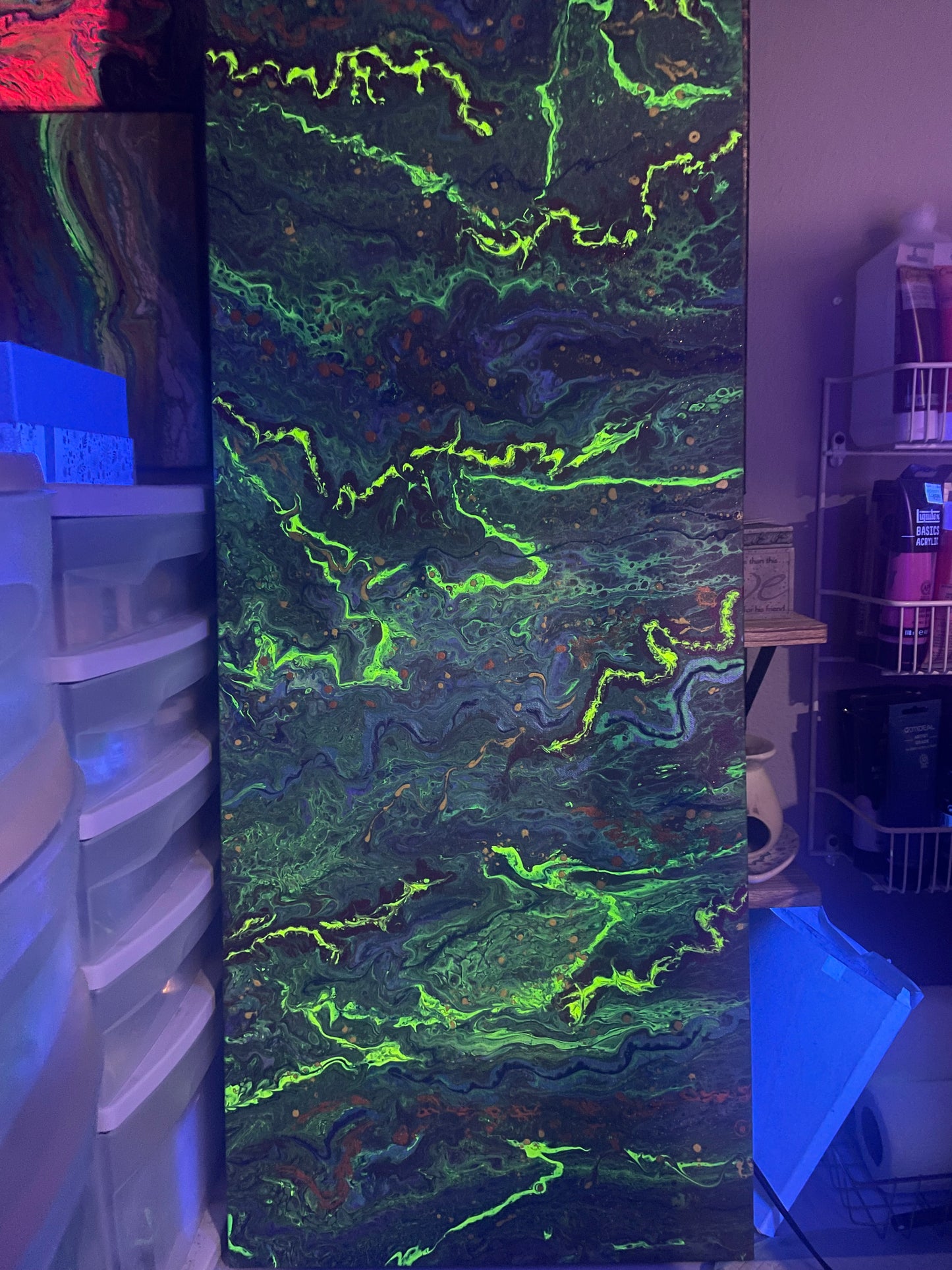 16x40" Neon Confetti Original Acrylic Painting