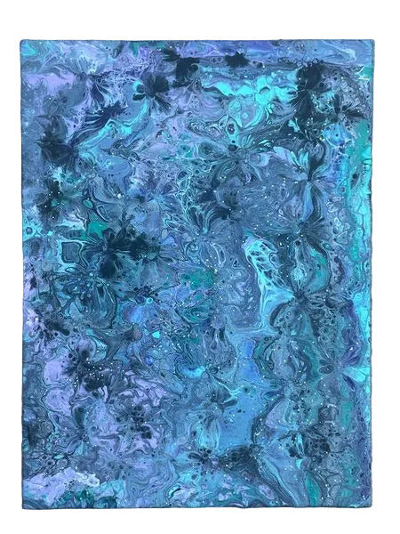 12x16" 279 - Balloon Kisses in Floral Nature Original Acrylic Painting (Light Holigraphic Glitter)
