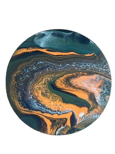 16" Green Dragon's Fire Original Acrylic Painting