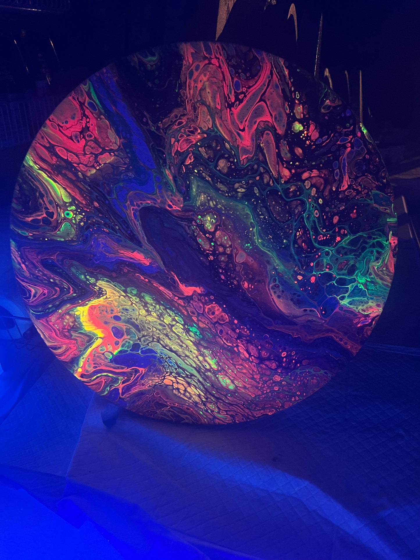 14" Chromatic Neon Burst Original Acrylic Painting