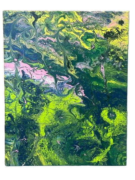 61 - 16x20" Lime Green Floral Delusion Original painting