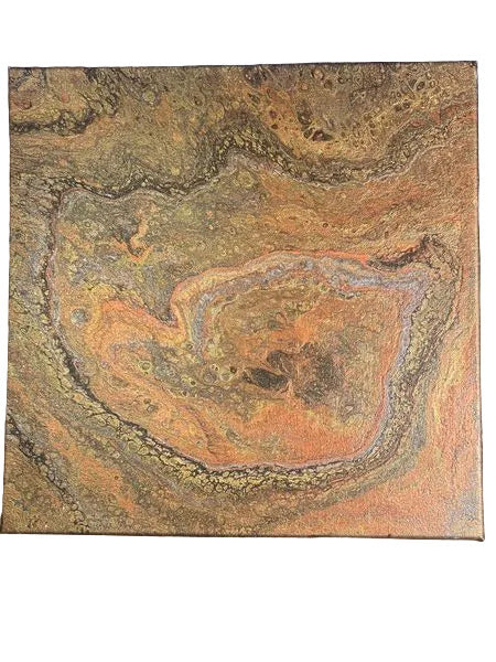 34 - 14x14" Copper Untrasound Original Acrylic painting