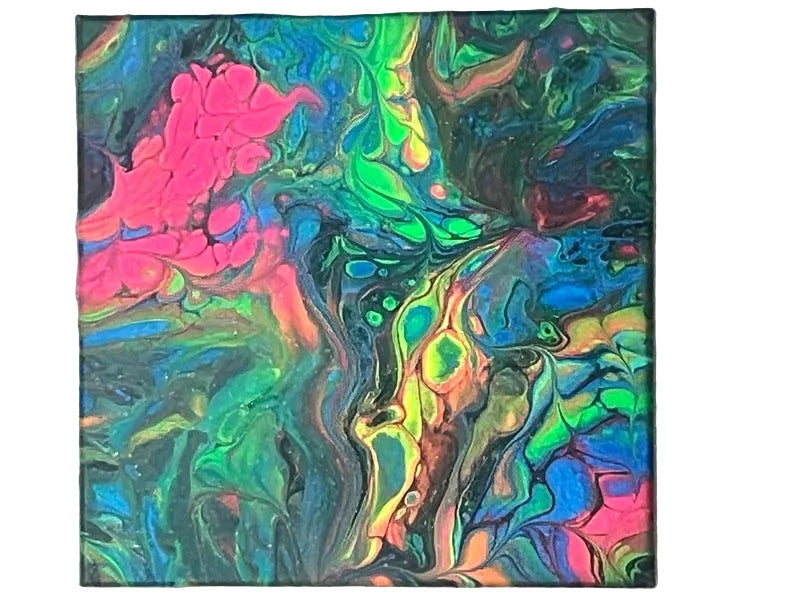 12x12" 260 - Neon Glow Original Acrylic Painting