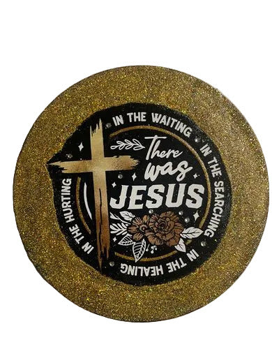 12" 292 - There was Jesus Original Acrylic Painting (gold glitter)