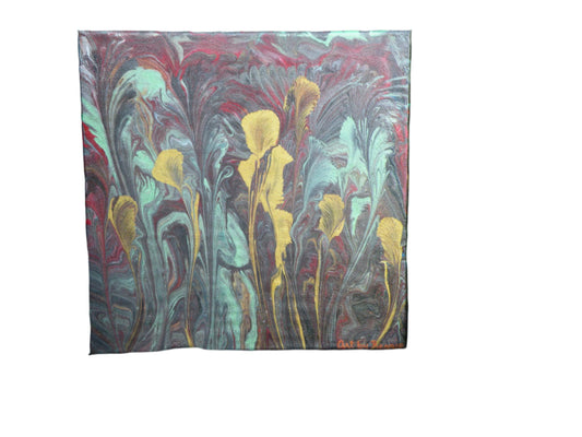 12x12" Original Metallic Flower Garden acrylic painting