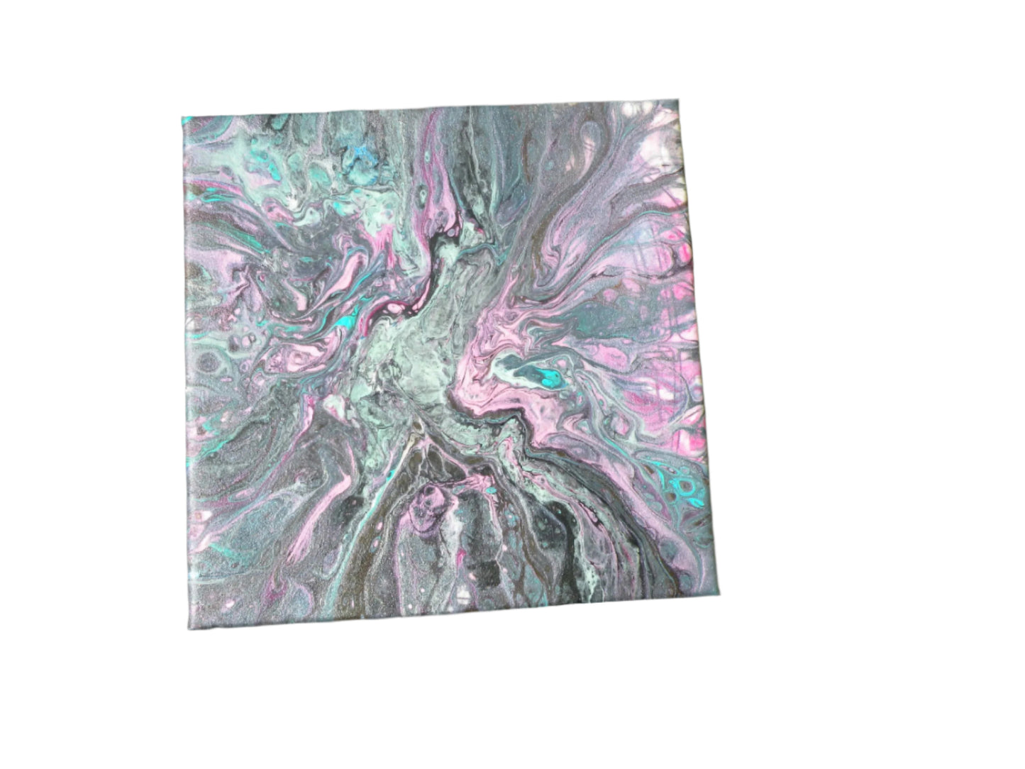 10x10" Pink Metallic Fusion Original acrylic pour