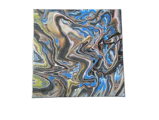 14x14" A touch of blue original acrylic painting