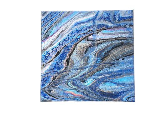 11x11" Blue Acrylic Water Original Acrylic Painting