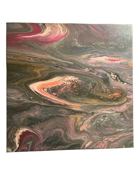 14x14" Twisted Pink Earth original acrylic Painting