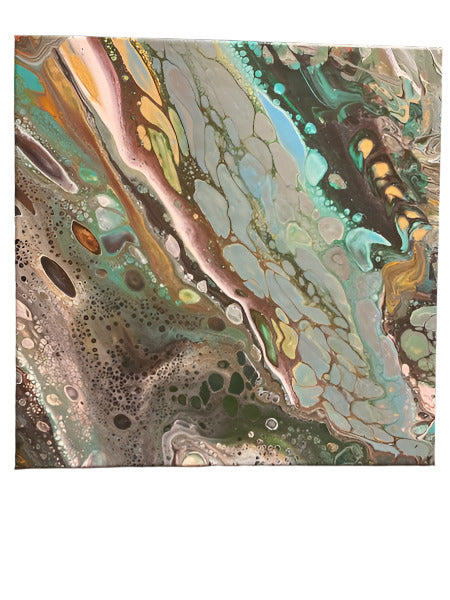 12x12"Organic Diffusion Original Acrylic Pour