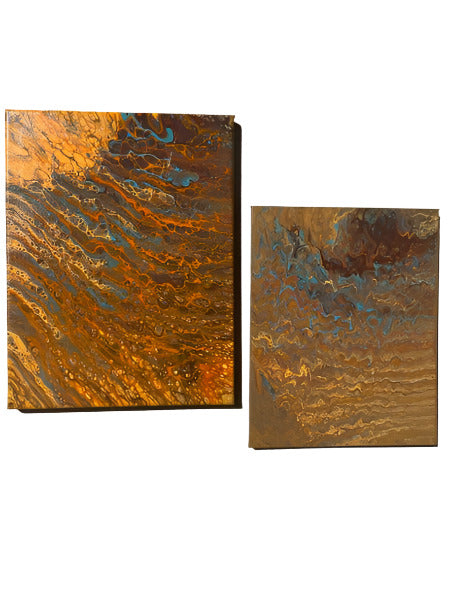 Set - Whispering Cells Original Acrylic Painting set of 2 - 9x12 & 8x10"