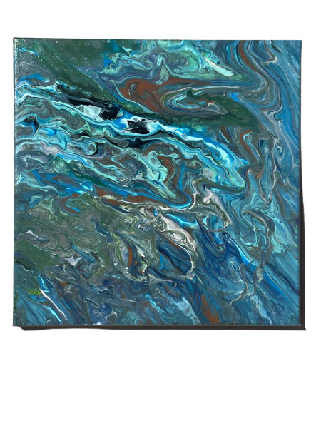 12x12" Twisted Earth Original Acrylic Pour with Fine Glitter