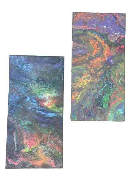 10x20" A Twist of Neon Original Acrylic Paint  (Set of 2)