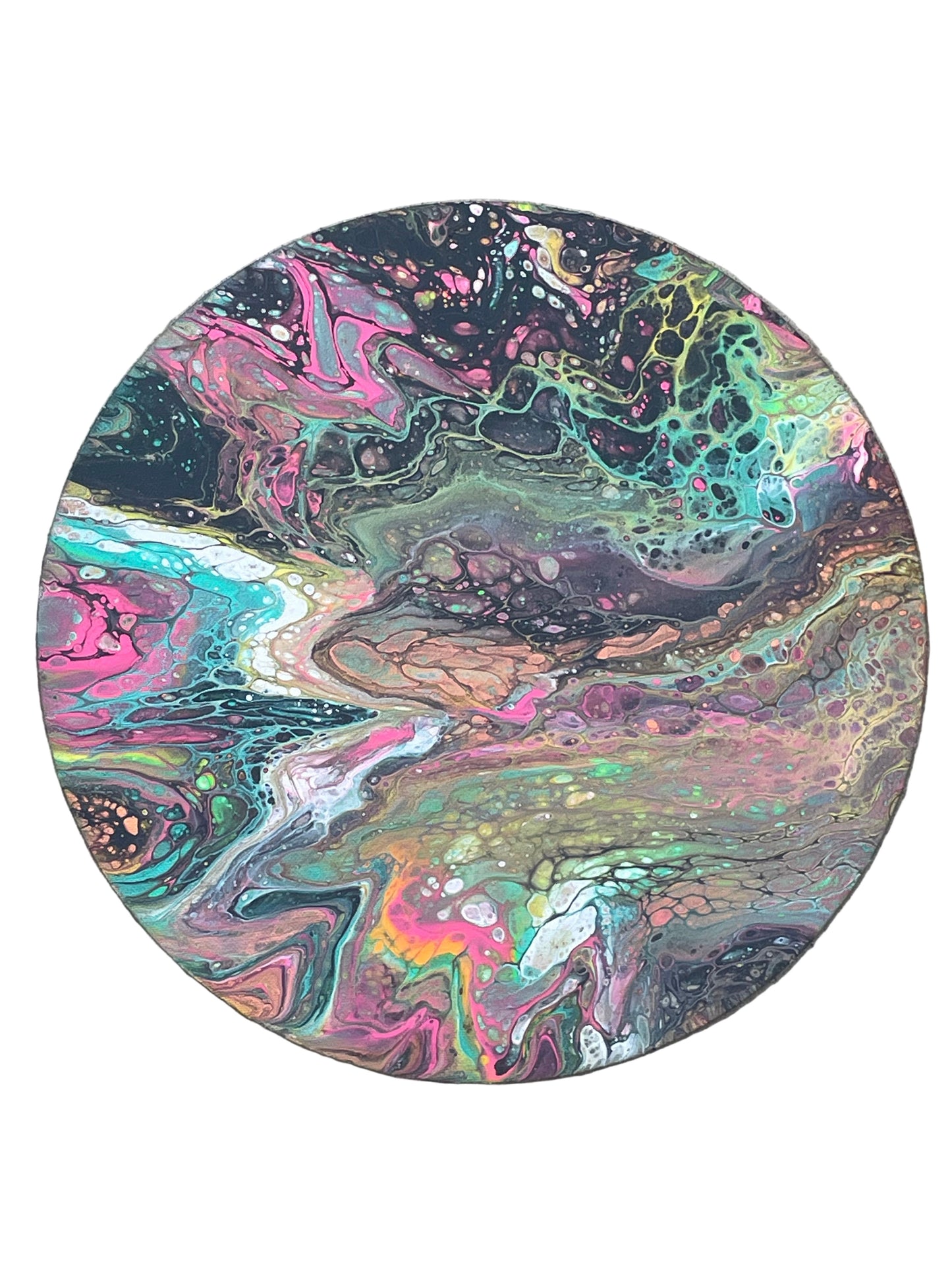 14" Chromatic Neon Burst Original Acrylic Painting