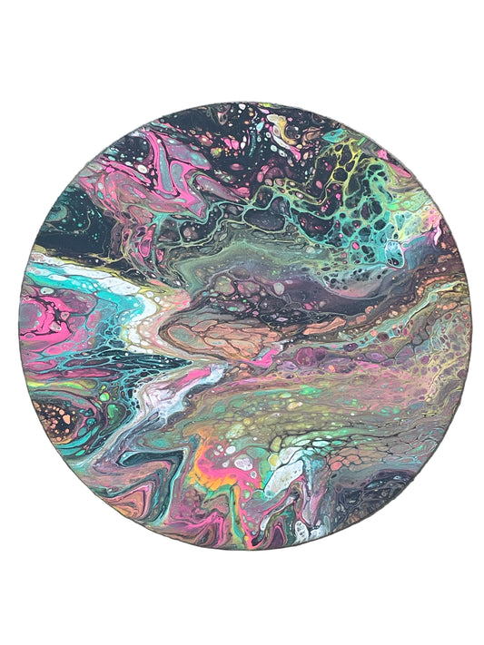 14" Chromatic Neon Burst Original Acrylic Painting