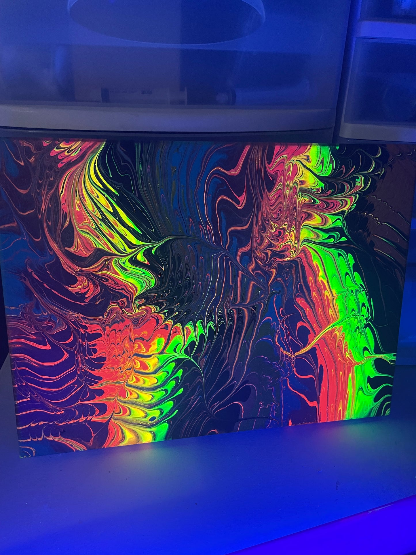 12x16" Woven Copper Original Acrylic Paintin (natural no gloss) Neon Paint