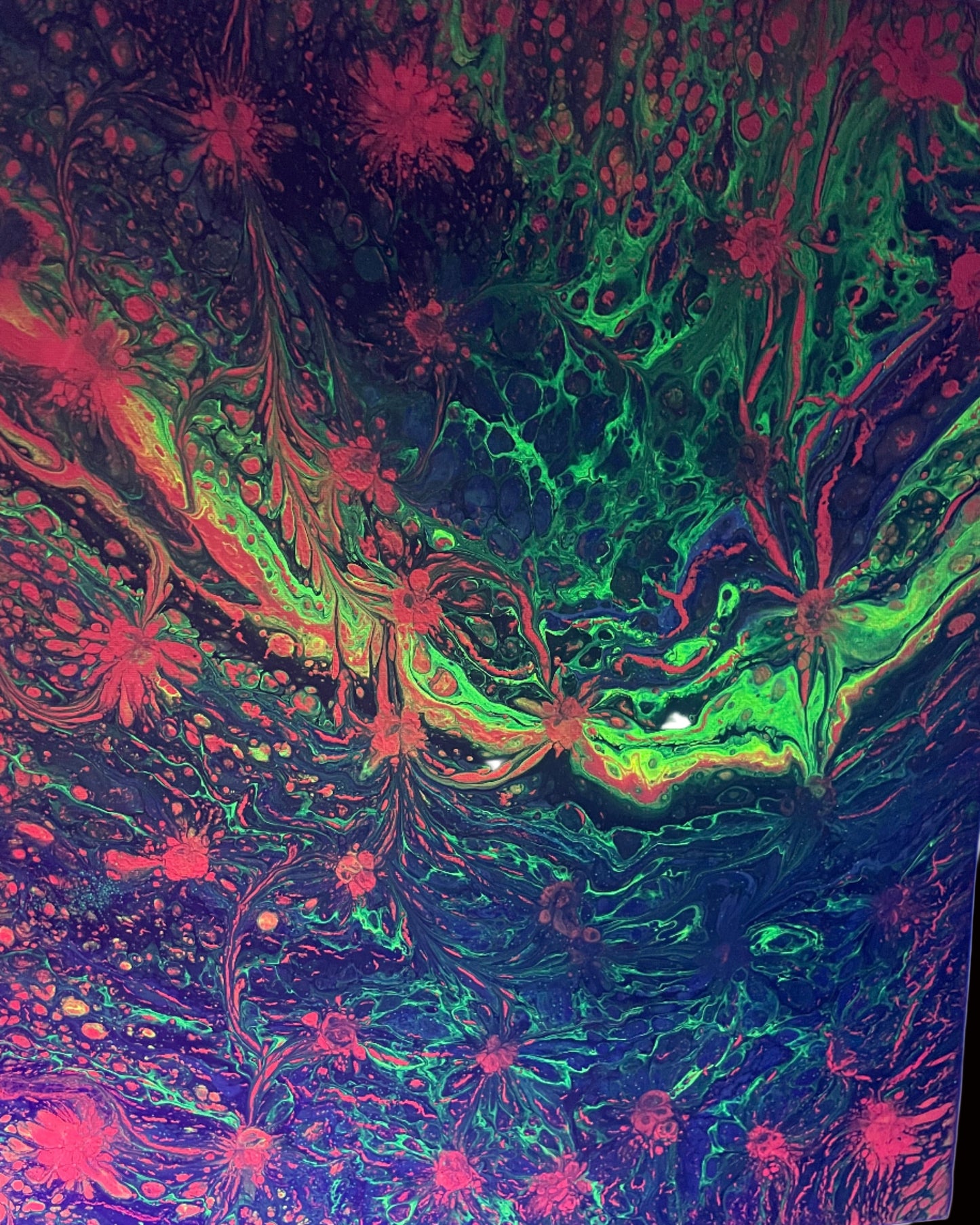 16x20" Neon Flower Gargen Original Acrylic Painting