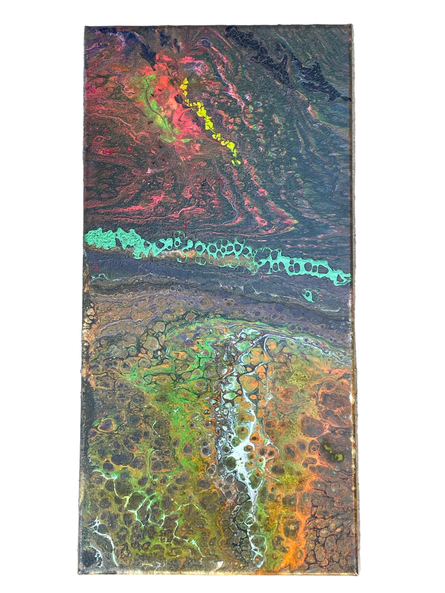 10x20" River on a Mountain Side Original Acrylic Abstract Painting   (Neon Paints)