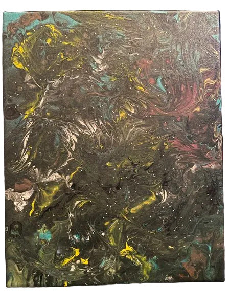 163 - 9.5x12" Wings & Things Original Acrylic Painting (There is a light trace of iridescent glitter)