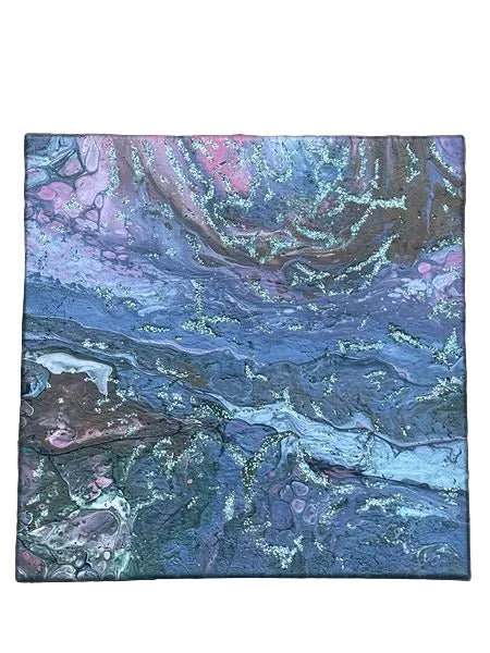 14x14" 285 - Sparkling Beauty Original Acrylic Painting (Holographic Glitter)