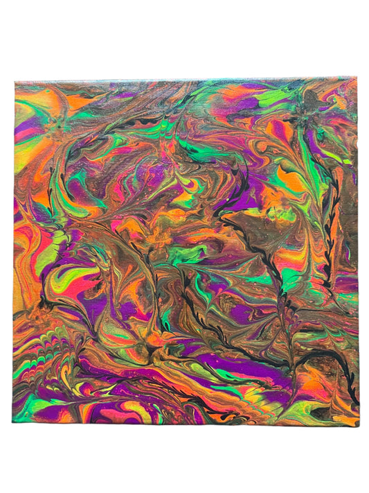 12x12" Neon Original Acrylic Painting