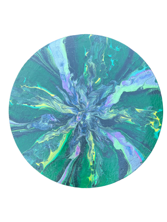 16" Round Floral Canvas Original Painting