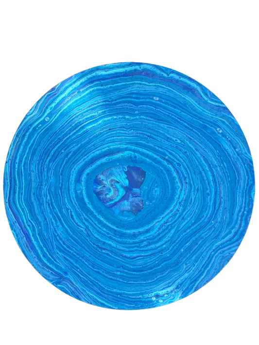 16" Round Original Tree Ring Pour Acrylic Painting