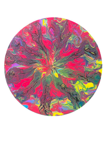 14" Round Canvas Floral Glow Bloom Original Acrylic Painting