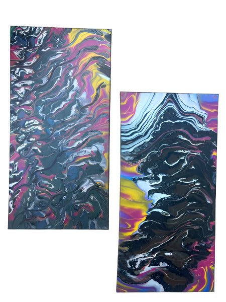 10x20" Trial by Fire Original Acrylic Painting - Set of 2 10x20" Canvas Painting