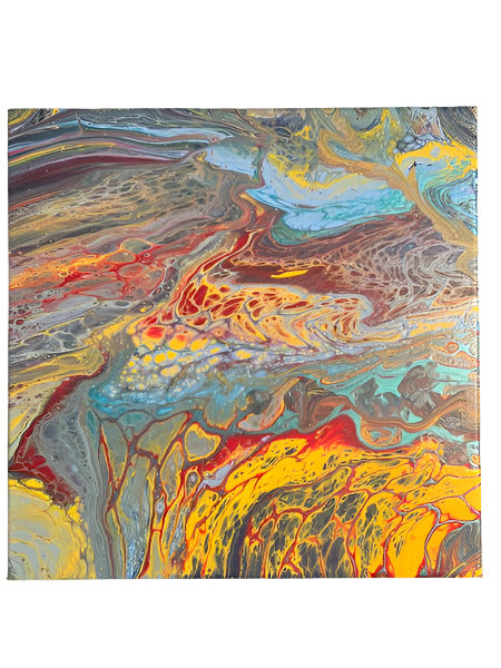 12x12" Dirty Cup Pour Original Acrylic Painting