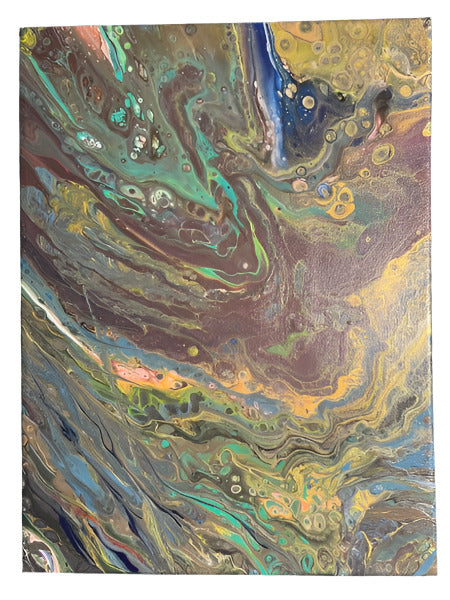 12x16" Liquid Gold Pour Original Acrylic Painting