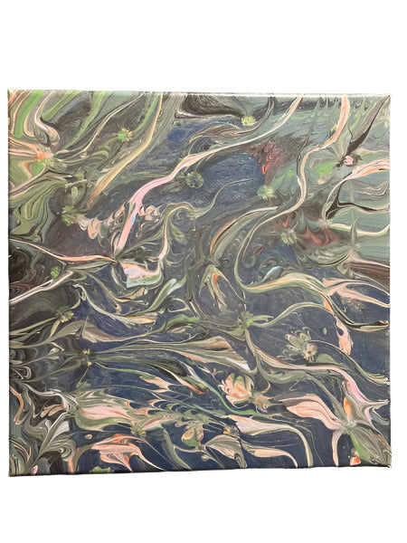 12x12" Stream's of Ribbon's Original Acrylic Pour