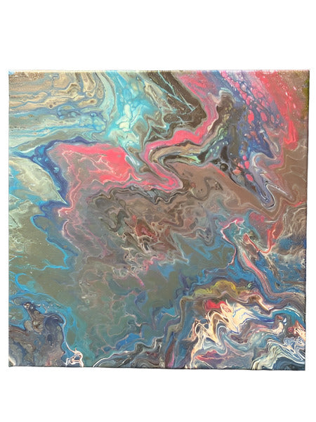 14x14" Original Dirty Pour Acrylic painting