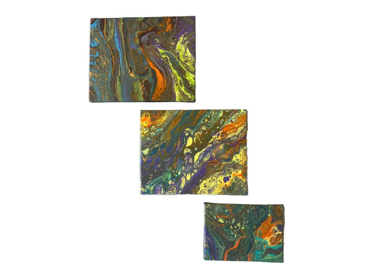 Dirty Cup Pour Original Acrylic Paintings - Set of 3 (5x7" - 2 8x10")