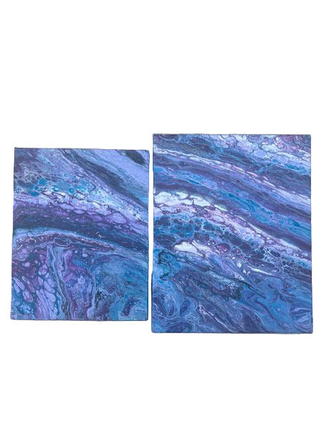 A Mermaid's Tale Original Acrylic Painting Set of 2 (9 1/2x12" & 11x14") with holographic glitter