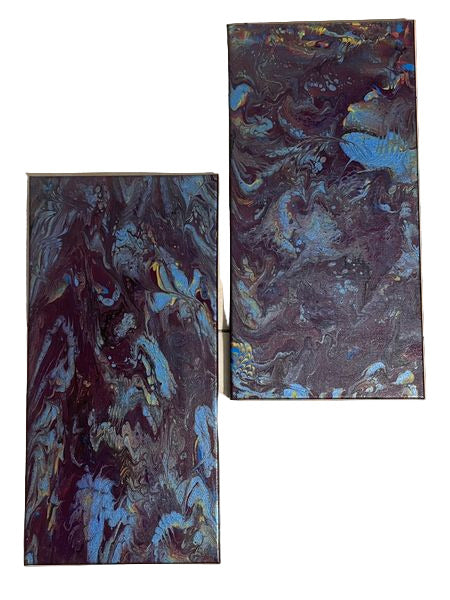 Steel Blue Shimmer Original Acrylic Painting (Set of 2) 10x20"