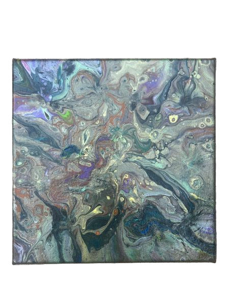 10x10" Golden Floral Original Acrylic Painting
