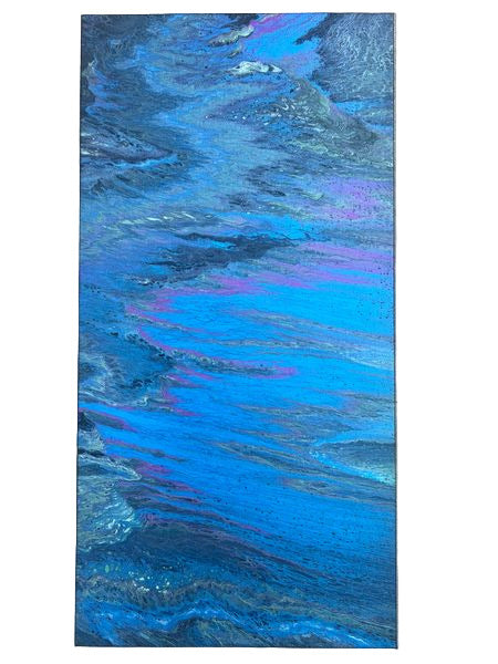 15x30" Pearlescent Lagoon Original Acrylic Painting with Holigraphic glitter (Natural no gloss)