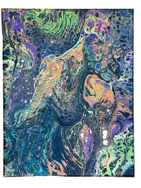 11x14" Painted Prowler Original Acrylic Painting (Light coat of neon green & orange glitter)