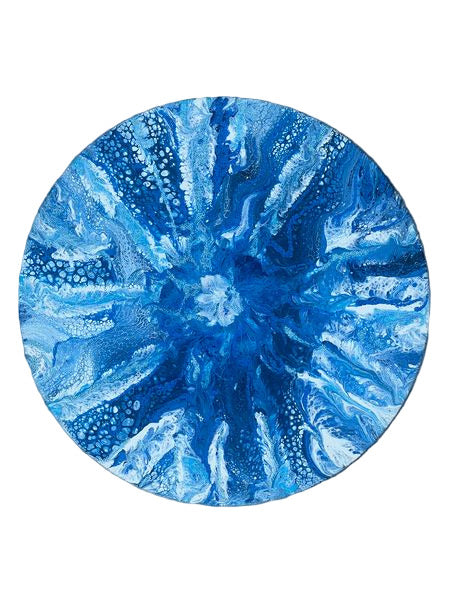 12" Blue & White Shimmer Original Acrylic Painting (This painting is more beautiful in person)