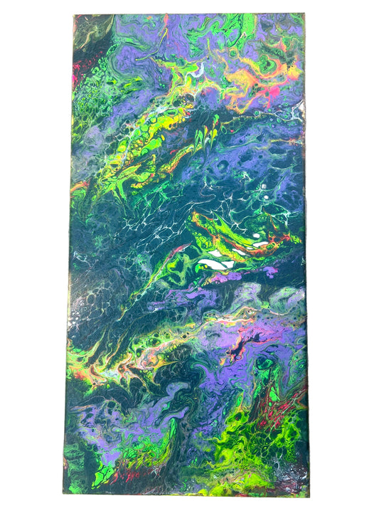 10x20" Neon Abstract With a Purple Twist Original Acrylic Painting