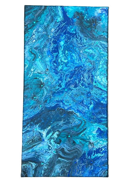 10x20" Diamond Dot Floral Explosion Original Acrylic Painting