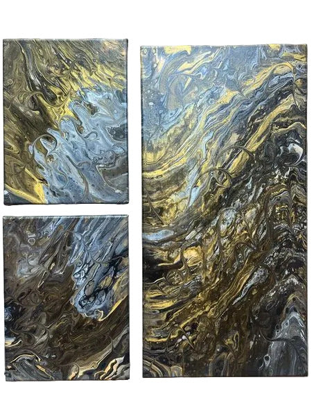 50 - Shadow's of Bronze Original Acrylic Painting's set of 3 - 1 - 12x24" 2 - 9x12"