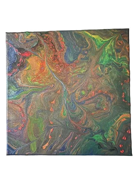 29 - 11x11" Neon Heartistry original Acrylic painting (Diamond glitter)