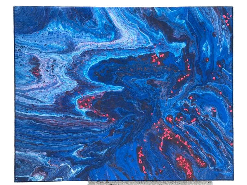 16x20" 255 - Ethereal Blue w/Red Foil Embellishment Original Acrylic Painting