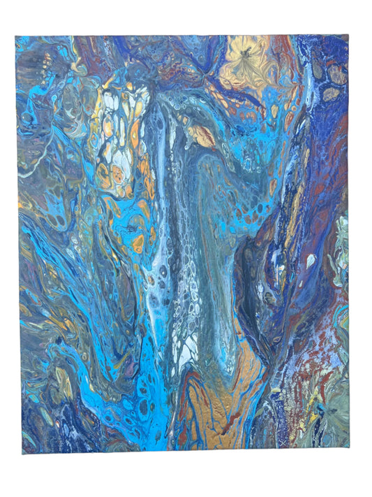 16x20" Original Earth Tone Dirty Pour Abstract Painting