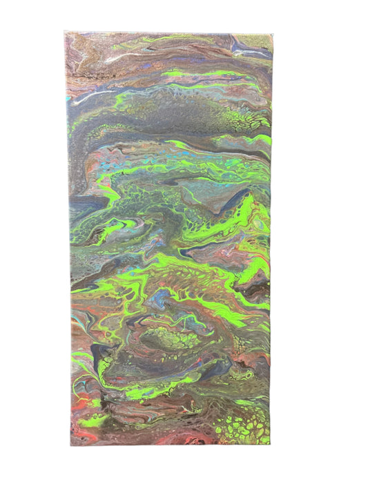 10x20" Neon Green Explosion Original Acrylic Painting