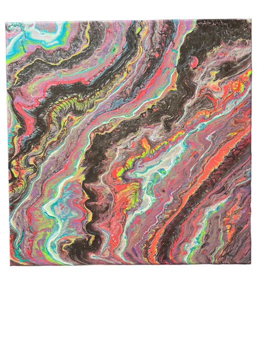 14x14" Original Dirty Pour Painting